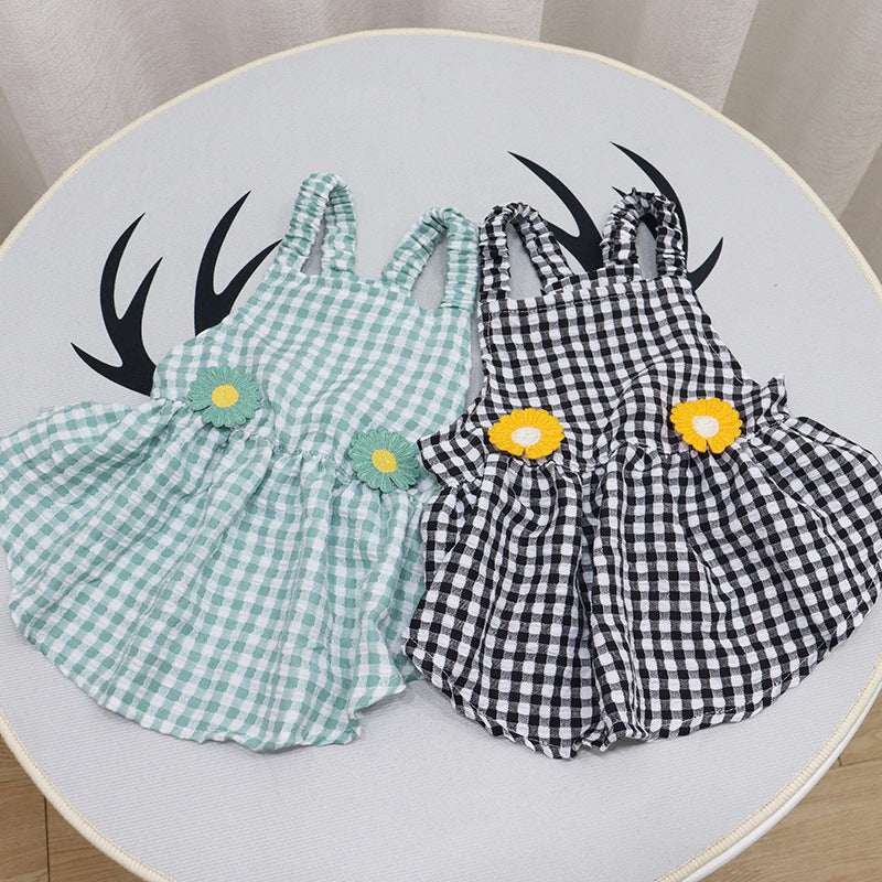 KFX-6261309 French Bucket Tutu Skirt with Adjustable Suspenders in Black and White or Green and White Lattice Design
