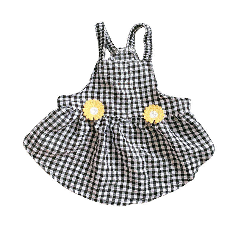 KFX-6261309 French Bucket Tutu Skirt with Adjustable Suspenders in Black and White or Green and White Lattice Design