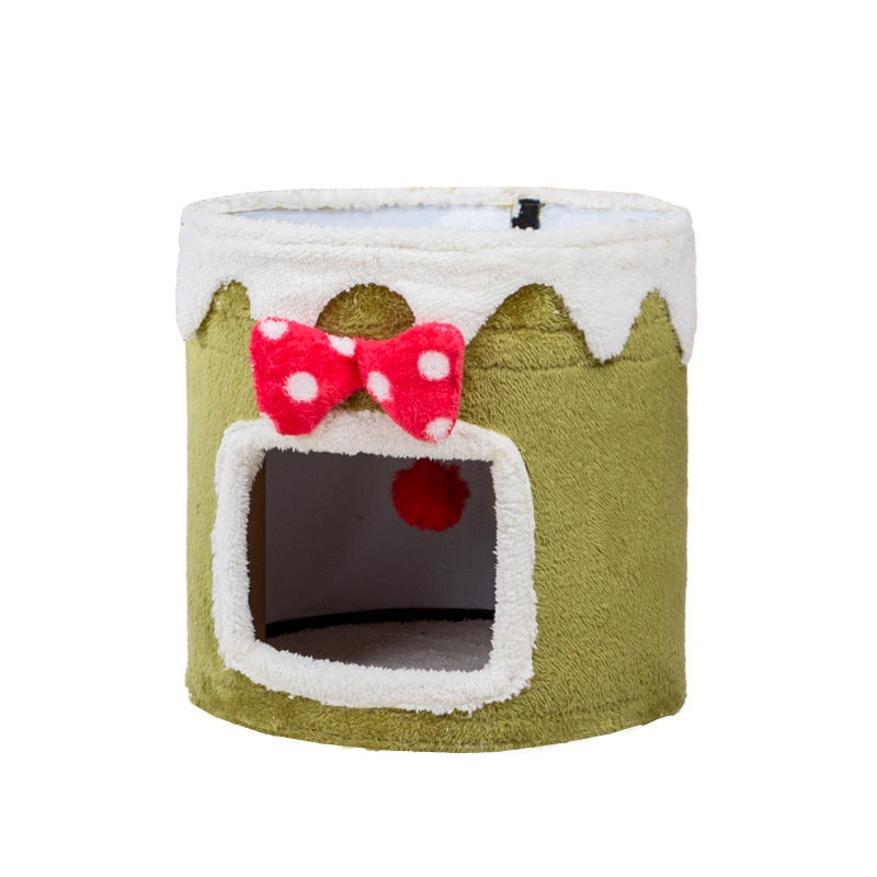 KFX-6262973 Double Layer Cat Climbing Frame and Nest for All Seasons - Green and Red Options