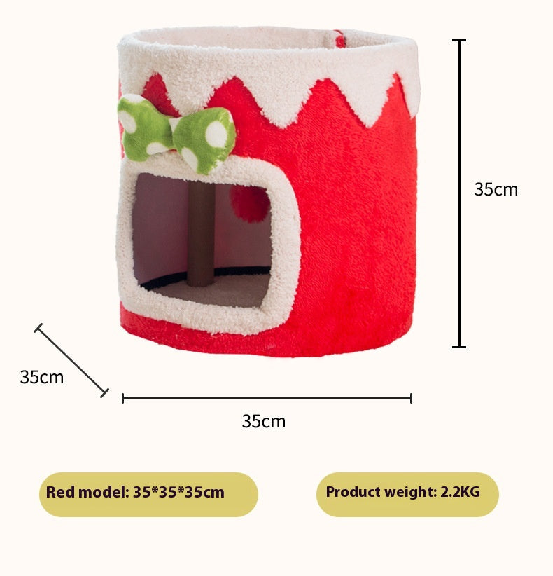 KFX-6262973 Double Layer Cat Climbing Frame and Nest for All Seasons - Green and Red Options
