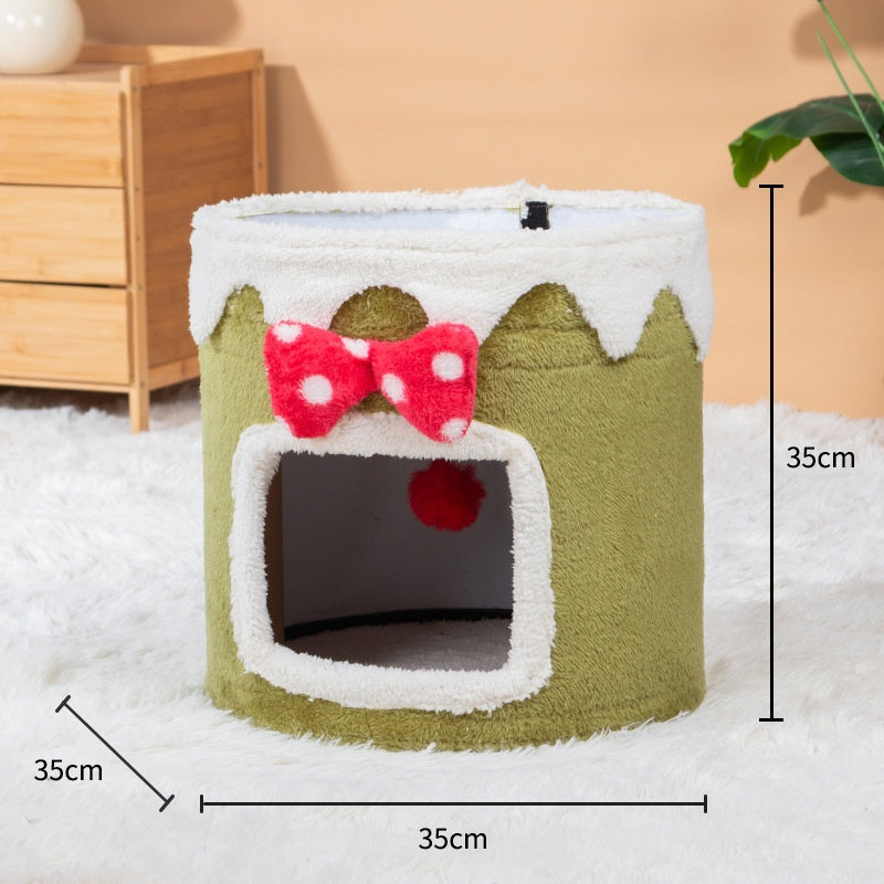 KFX-6262973 Double Layer Cat Climbing Frame and Nest for All Seasons - Green and Red Options