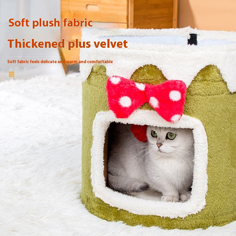 KFX-6262973 Double Layer Cat Climbing Frame and Nest for All Seasons - Green and Red Options