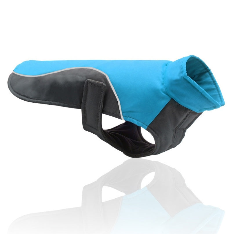 KFX-6263869 Waterproof Reflective Jacket for Large Dogs - Oxford Cloth & Fleece, Available in Blue and Red