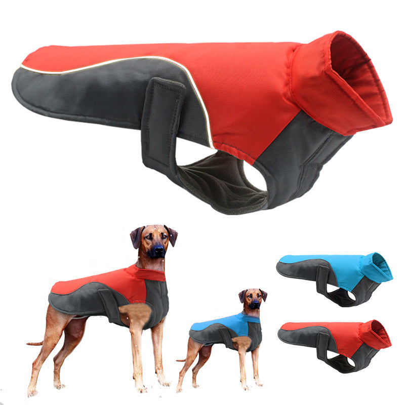 KFX-6263869 Waterproof Reflective Jacket for Large Dogs - Oxford Cloth & Fleece, Available in Blue and Red