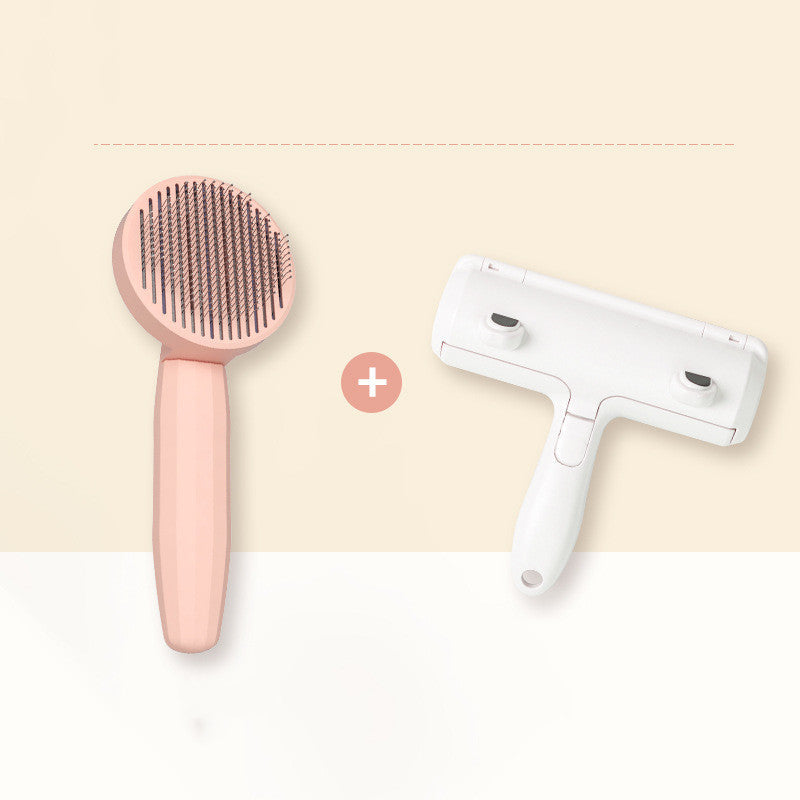 KFX-6265277 Cat Fur Cleaning Brush - Comb with Stainless Steel Teeth, ABS+PP+TPE Material, 191x77mm