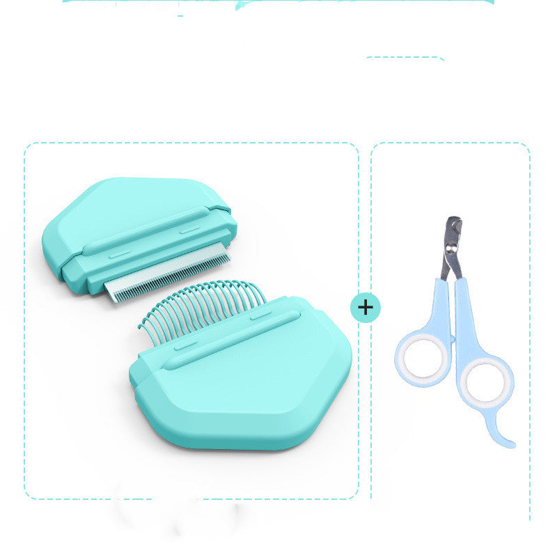 KFX-6265277 Cat Fur Cleaning Brush - Comb with Stainless Steel Teeth, ABS+PP+TPE Material, 191x77mm