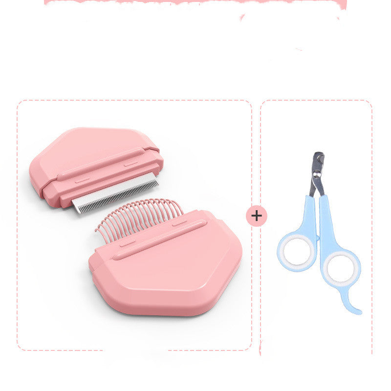 KFX-6265277 Cat Fur Cleaning Brush - Comb with Stainless Steel Teeth, ABS+PP+TPE Material, 191x77mm