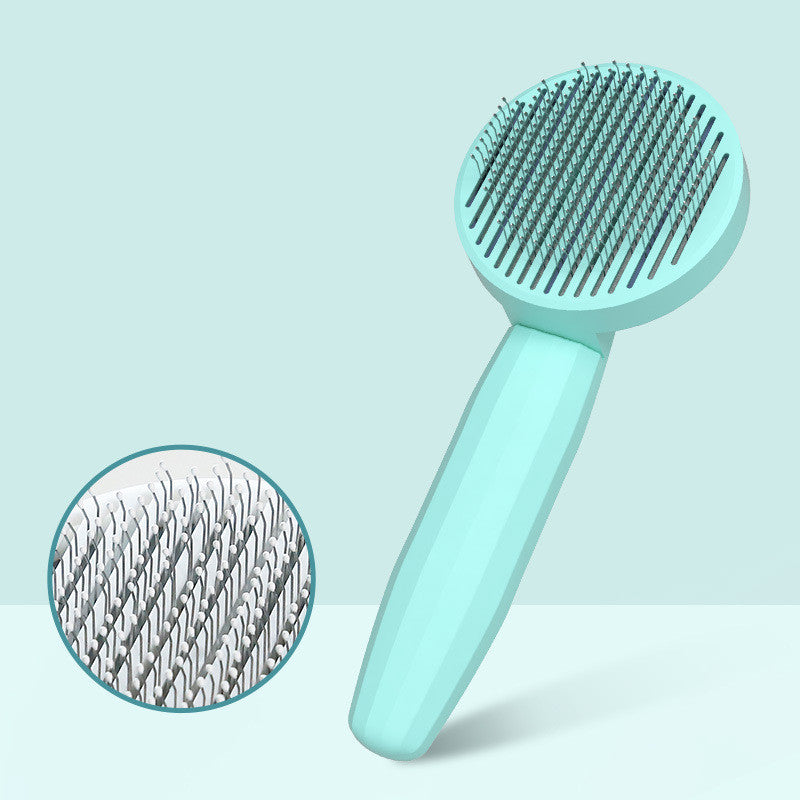 KFX-6265277 Cat Fur Cleaning Brush - Comb with Stainless Steel Teeth, ABS+PP+TPE Material, 191x77mm