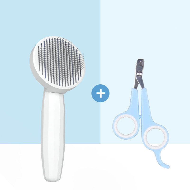 KFX-6265277 Cat Fur Cleaning Brush - Comb with Stainless Steel Teeth, ABS+PP+TPE Material, 191x77mm