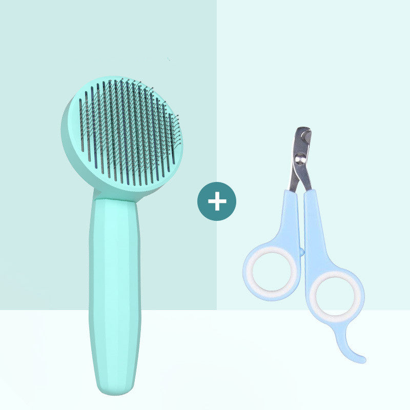 KFX-6265277 Cat Fur Cleaning Brush - Comb with Stainless Steel Teeth, ABS+PP+TPE Material, 191x77mm