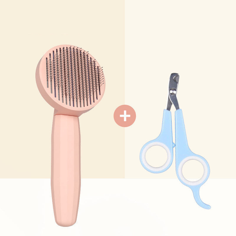 KFX-6265277 Cat Fur Cleaning Brush - Comb with Stainless Steel Teeth, ABS+PP+TPE Material, 191x77mm