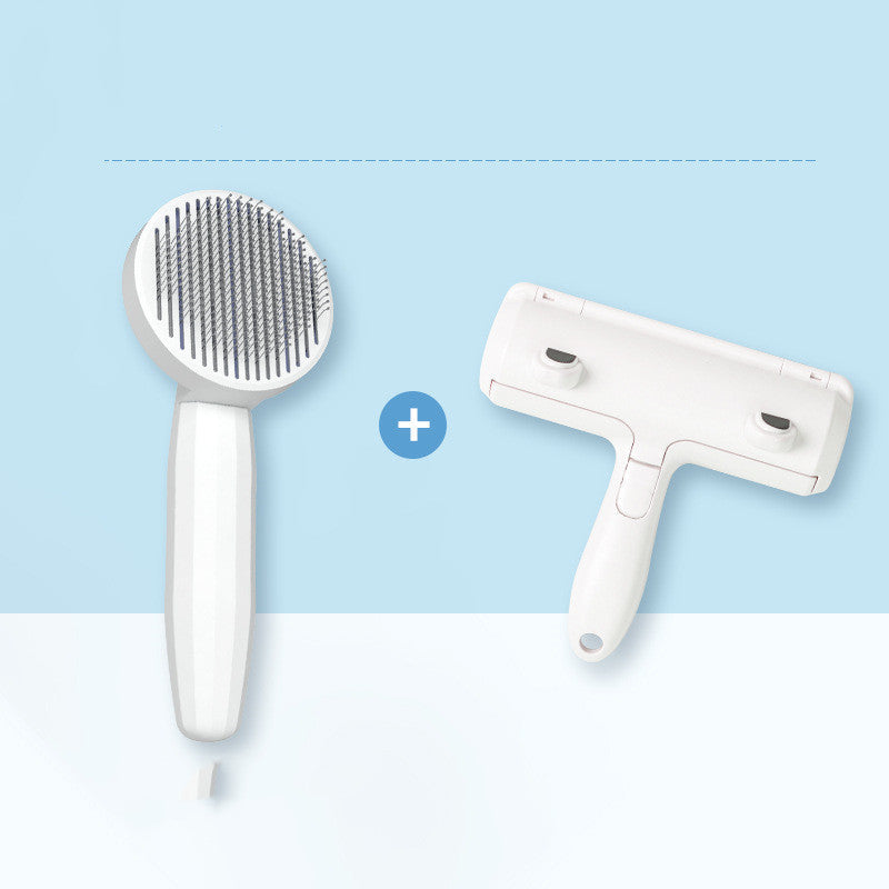 KFX-6265277 Cat Fur Cleaning Brush - Comb with Stainless Steel Teeth, ABS+PP+TPE Material, 191x77mm