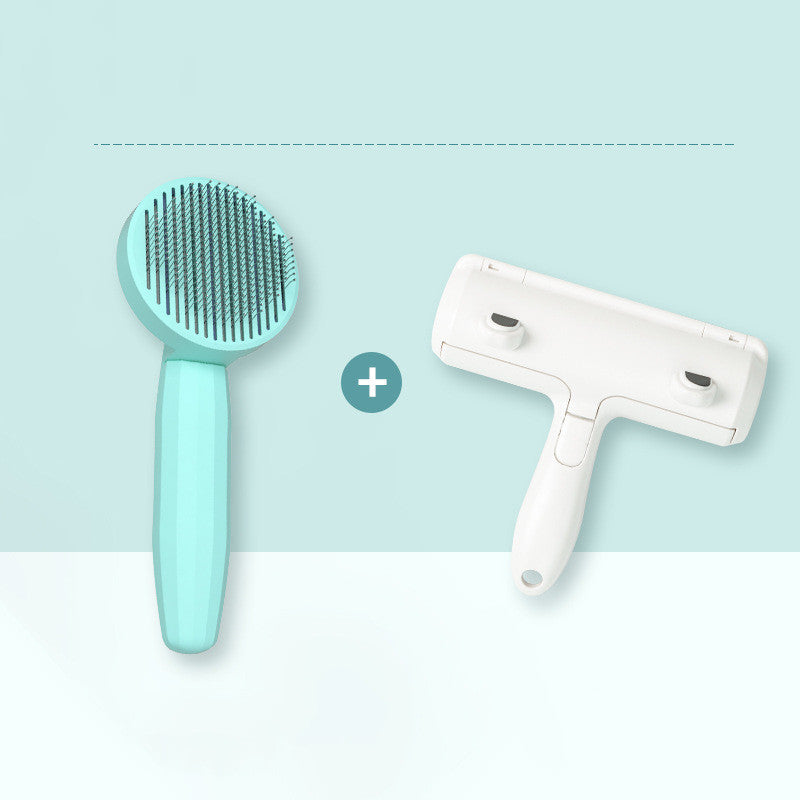 KFX-6265277 Cat Fur Cleaning Brush - Comb with Stainless Steel Teeth, ABS+PP+TPE Material, 191x77mm