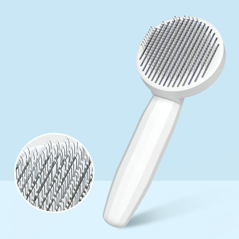 KFX-6265277 Cat Fur Cleaning Brush - Comb with Stainless Steel Teeth, ABS+PP+TPE Material, 191x77mm