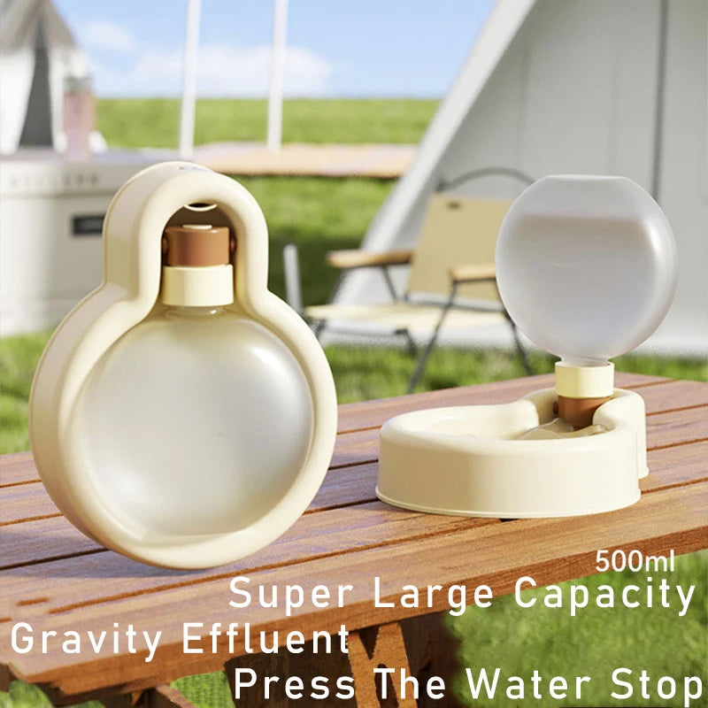 KFX-6265661 Portable 500ml Pet Water Bottle with Foldable Drinking Bowl for Dogs and Cats - Travel-Friendly Design