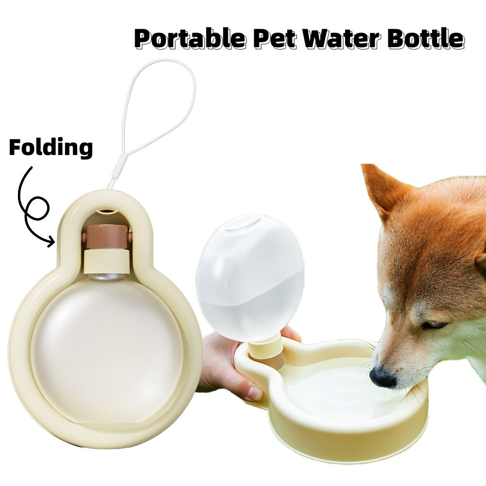 KFX-6265661 Portable 500ml Pet Water Bottle with Foldable Drinking Bowl for Dogs and Cats - Travel-Friendly Design