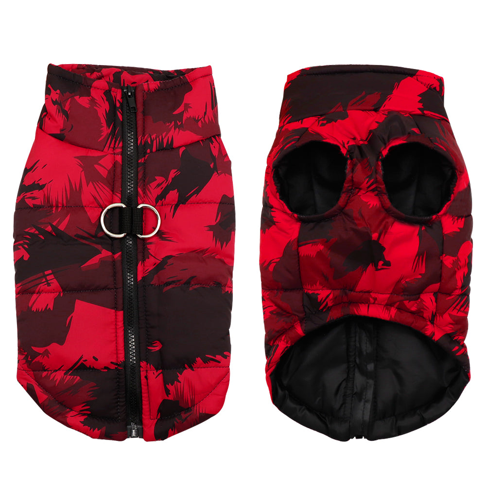 KFX-6266045 Warm Cotton Dog Coat for Big Dogs - Autumn/Winter Fashion in Rose, Red, and Black