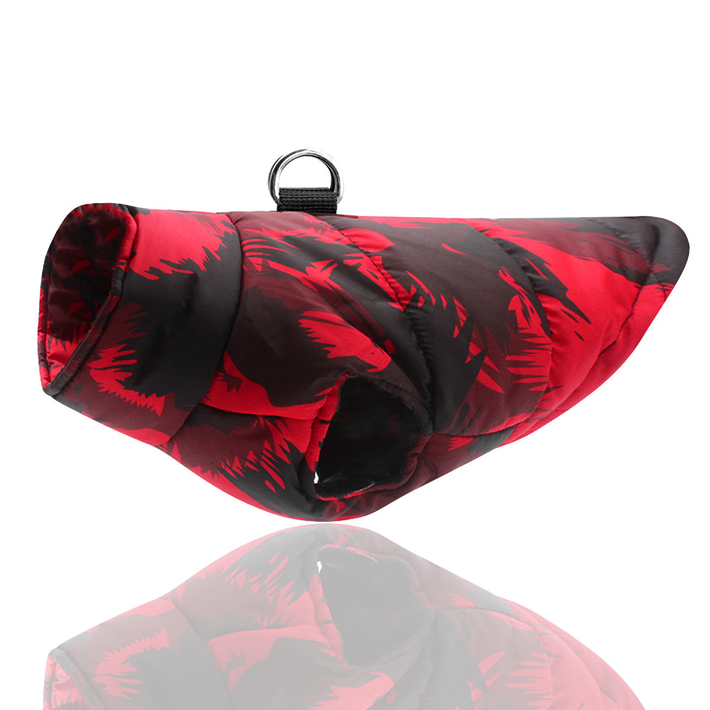 KFX-6266045 Warm Cotton Dog Coat for Big Dogs - Autumn/Winter Fashion in Rose, Red, and Black