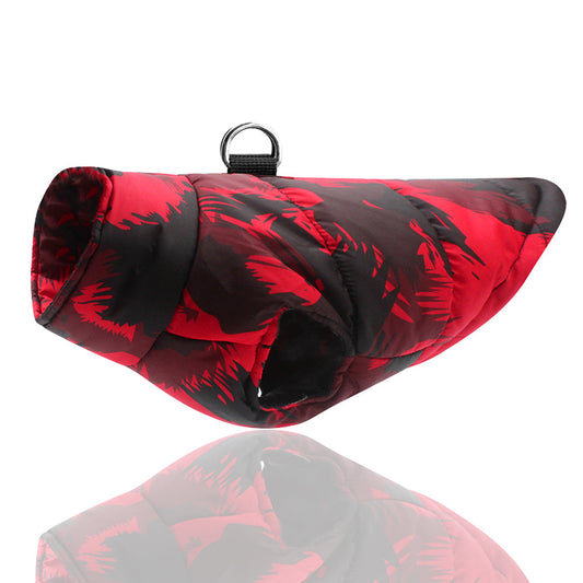 KFX-6266045 Warm Cotton Dog Coat for Big Dogs - Autumn/Winter Fashion in Rose, Red, and Black