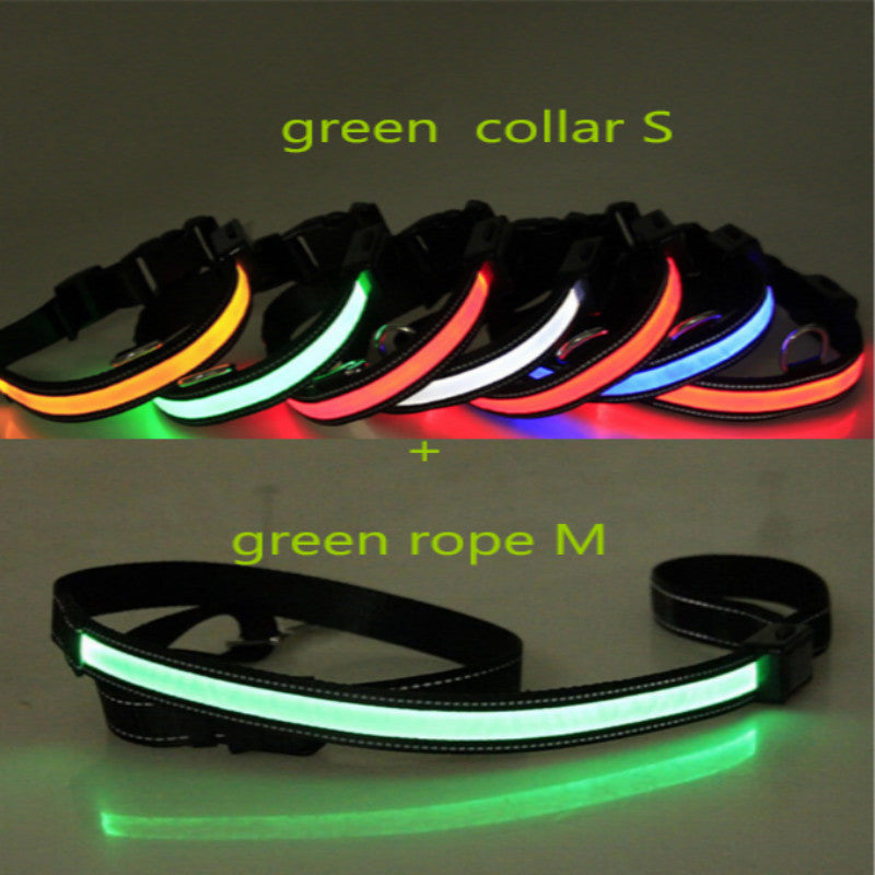 KFX-6267453 Fluorescent Adjustable Dog Collar with Solar and USB Charging – Sizes S, M, L