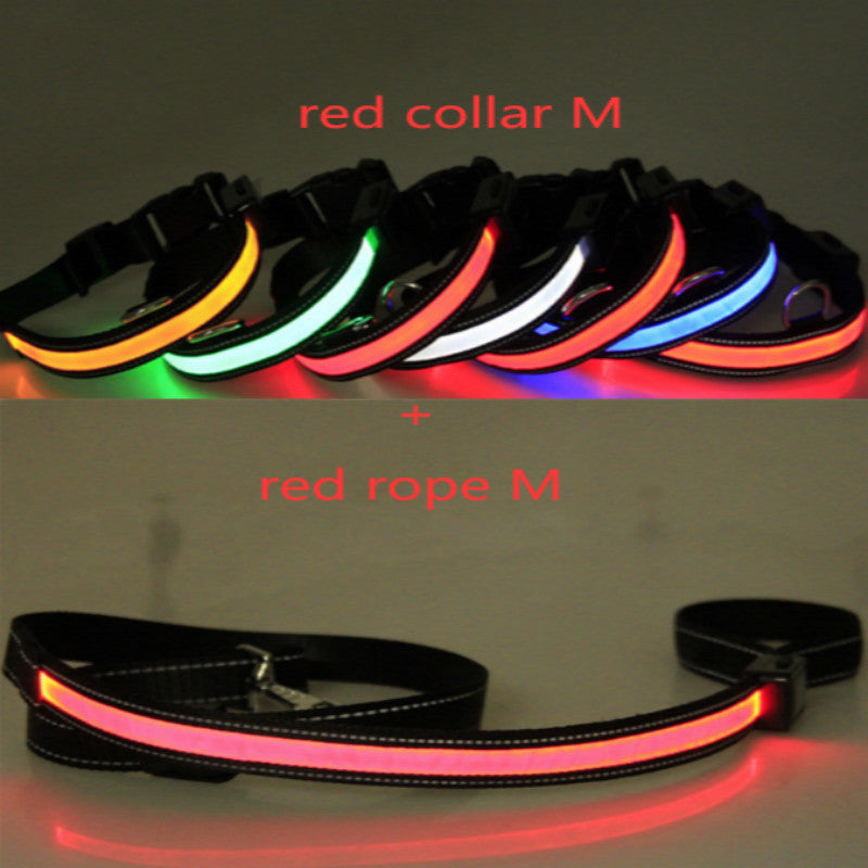 KFX-6267453 Fluorescent Adjustable Dog Collar with Solar and USB Charging – Sizes S, M, L