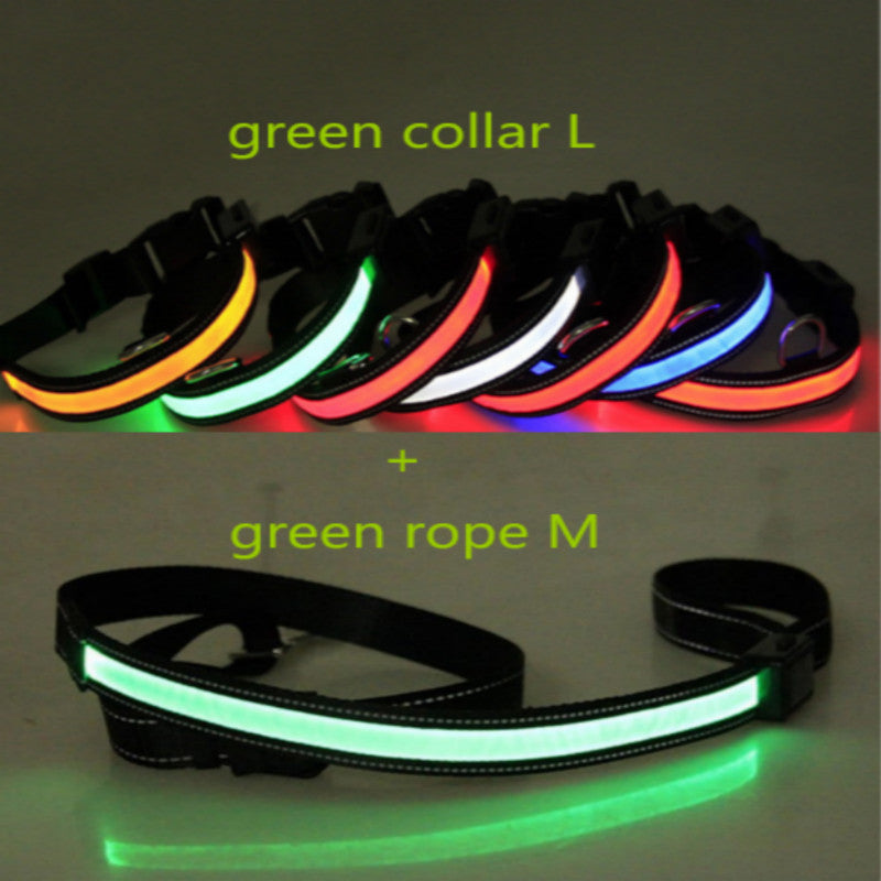 KFX-6267453 Fluorescent Adjustable Dog Collar with Solar and USB Charging – Sizes S, M, L