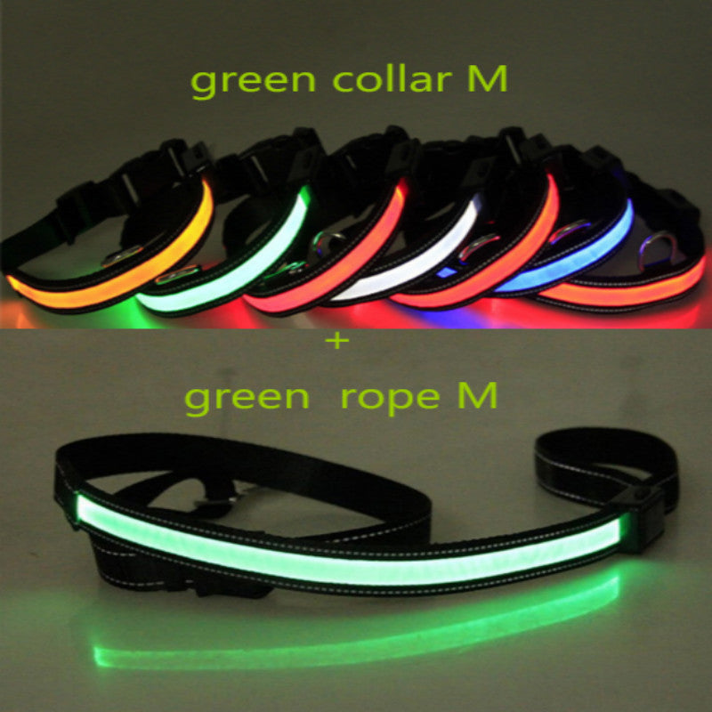 KFX-6267453 Fluorescent Adjustable Dog Collar with Solar and USB Charging – Sizes S, M, L