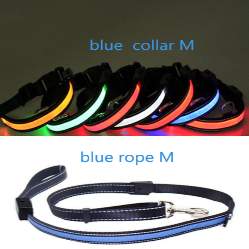 KFX-6267453 Fluorescent Adjustable Dog Collar with Solar and USB Charging – Sizes S, M, L