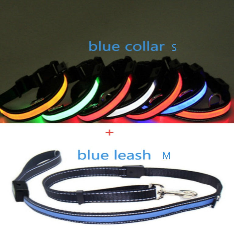 KFX-6267453 Fluorescent Adjustable Dog Collar with Solar and USB Charging – Sizes S, M, L