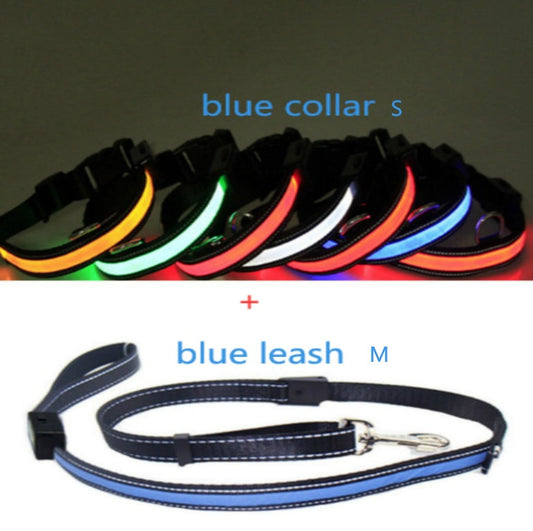 KFX-6267453 Fluorescent Adjustable Dog Collar with Solar and USB Charging – Sizes S, M, L