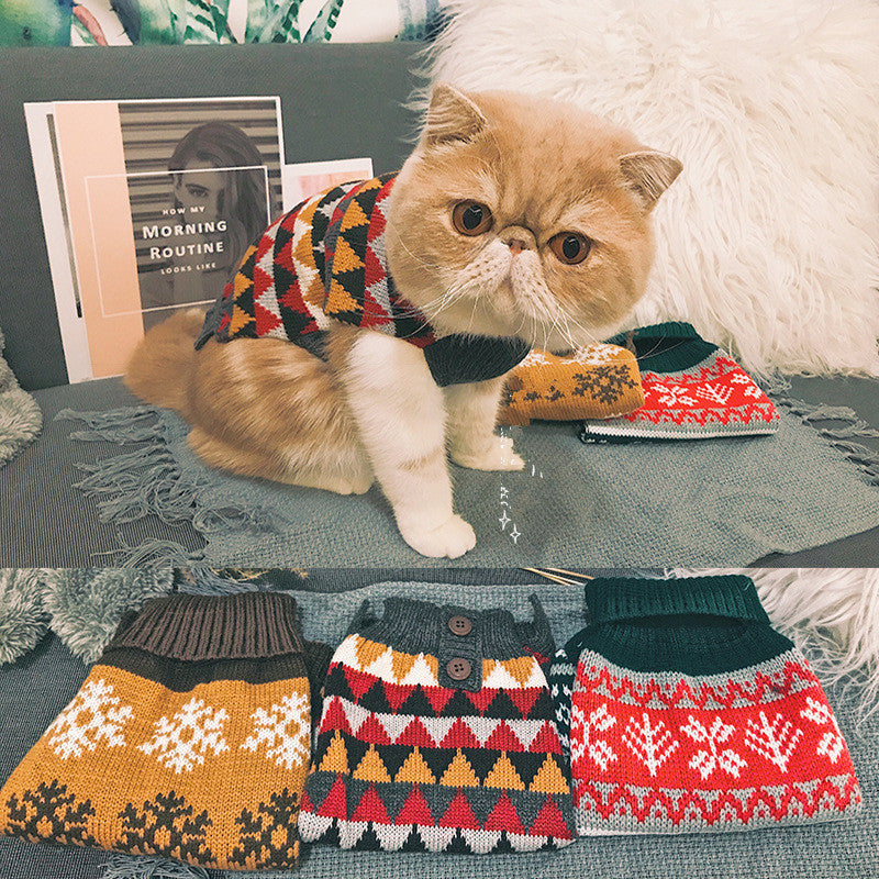 KFX-6273213 Casual Snowflake Pattern Pet Sweater for Cats and Small Dogs