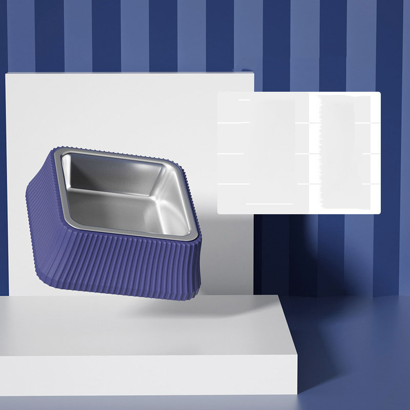 KFX-6275389 Stainless Steel Pet Food Bowl - Anti-overturning Design, Available in Round and Square Styles