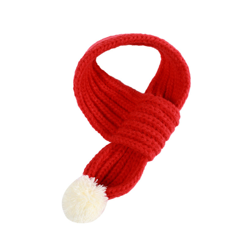 KFX-6275773 Winter Pet Scarf in Red, Green, and Gray - Warm Polyester Accessory for Puppies