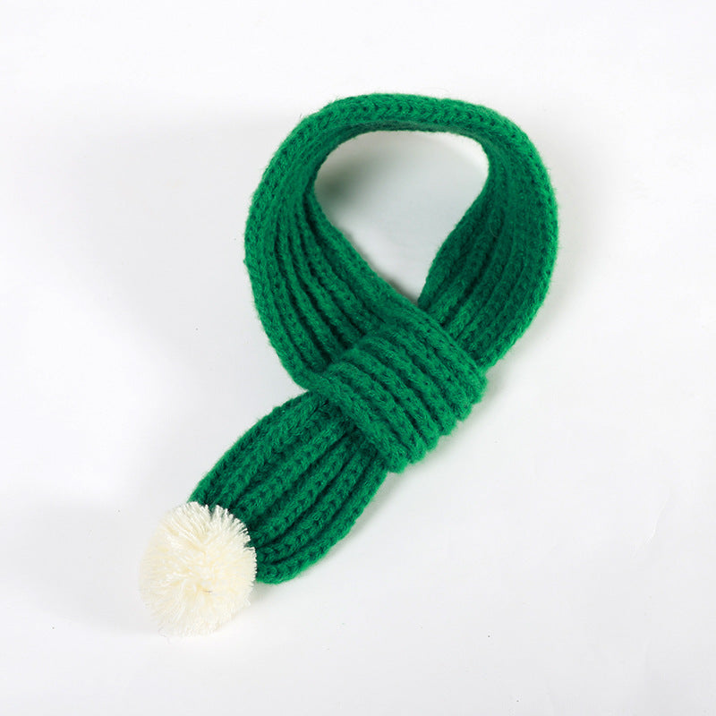 KFX-6275773 Winter Pet Scarf in Red, Green, and Gray - Warm Polyester Accessory for Puppies