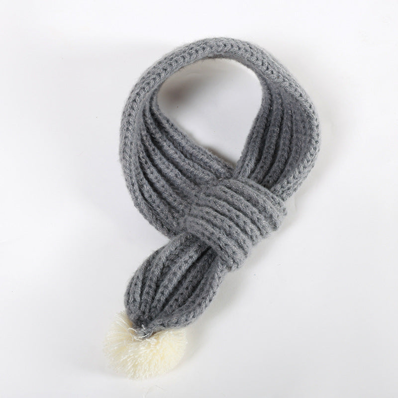 KFX-6275773 Winter Pet Scarf in Red, Green, and Gray - Warm Polyester Accessory for Puppies