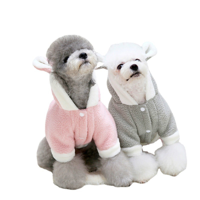 KFX-6277437 Thickened Cashmere Hooded Sweater for Small and Medium Dogs and Cats - Cartoon Bear Design