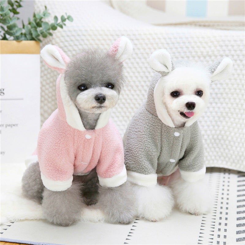 KFX-6277437 Thickened Cashmere Hooded Sweater for Small and Medium Dogs and Cats - Cartoon Bear Design