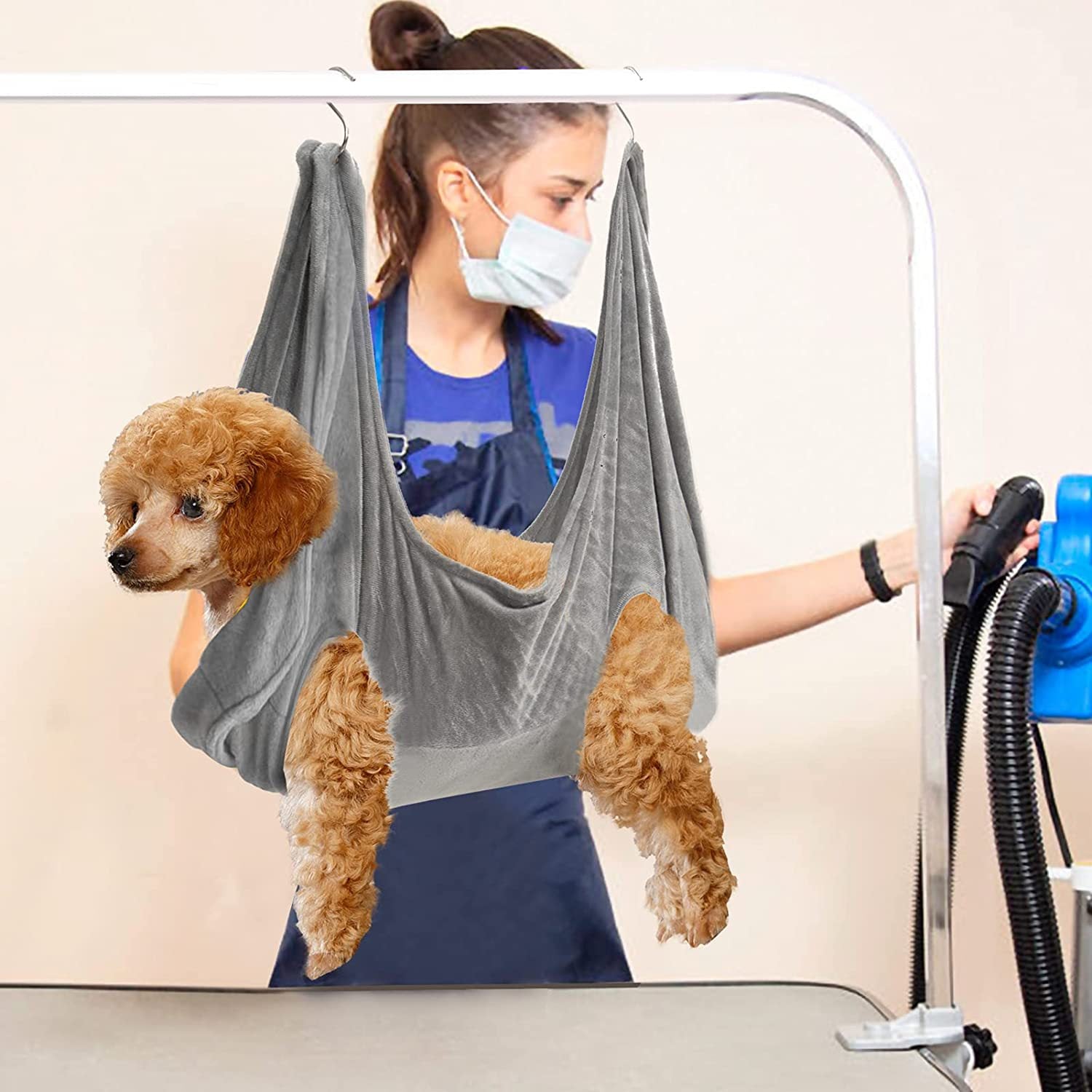 KFX-6278461 Pet Grooming Hammock for Dogs and Cats - Breathable Soft Fabric Restraint for Bathing, Trimming, and Care