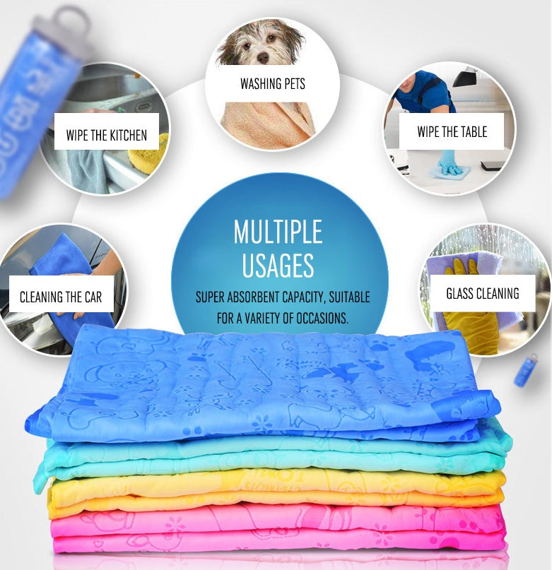 KFX-6280637 Ultra-Soft Absorbent Deerskin Towel for Pets - Ideal for Bathing and Cleaning