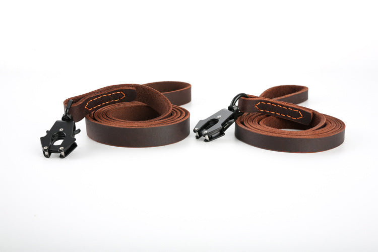 KFX-6280765 Leather Fast Release Buckle Cowhide Dog Leash - 1.5" and 2.0" Width Options