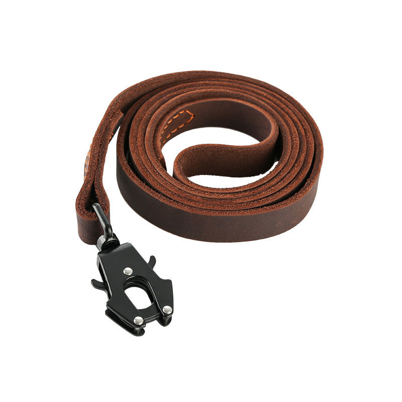 KFX-6280765 Leather Fast Release Buckle Cowhide Dog Leash - 1.5" and 2.0" Width Options