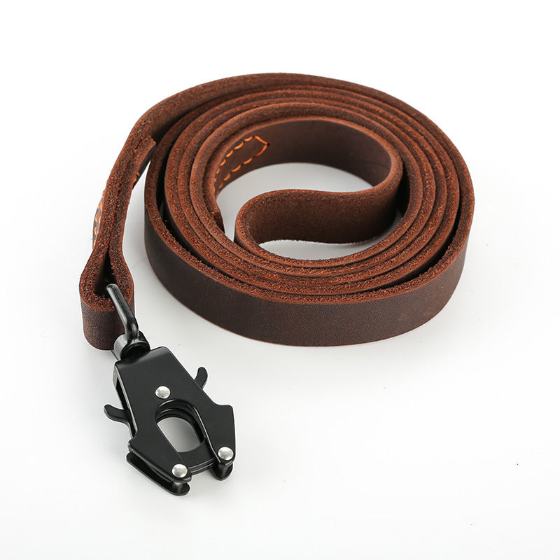 KFX-6280765 Leather Fast Release Buckle Cowhide Dog Leash - 1.5" and 2.0" Width Options