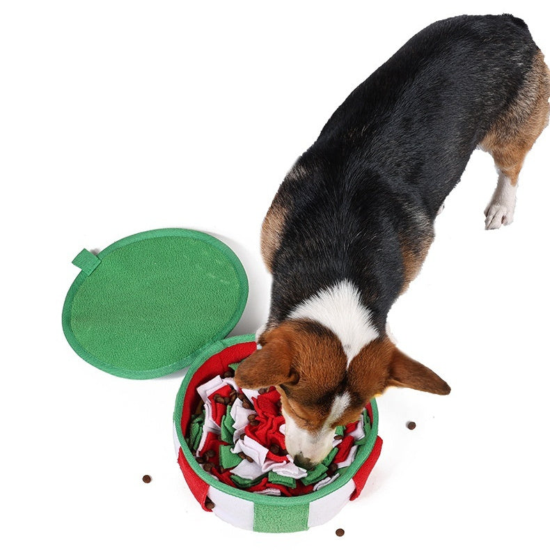 KFX-6281789 Interactive Dog Puzzle Toy - Smell Mat for Food Hiding, Green & Lemon Yellow, Polar Fleece 22x22x8CM