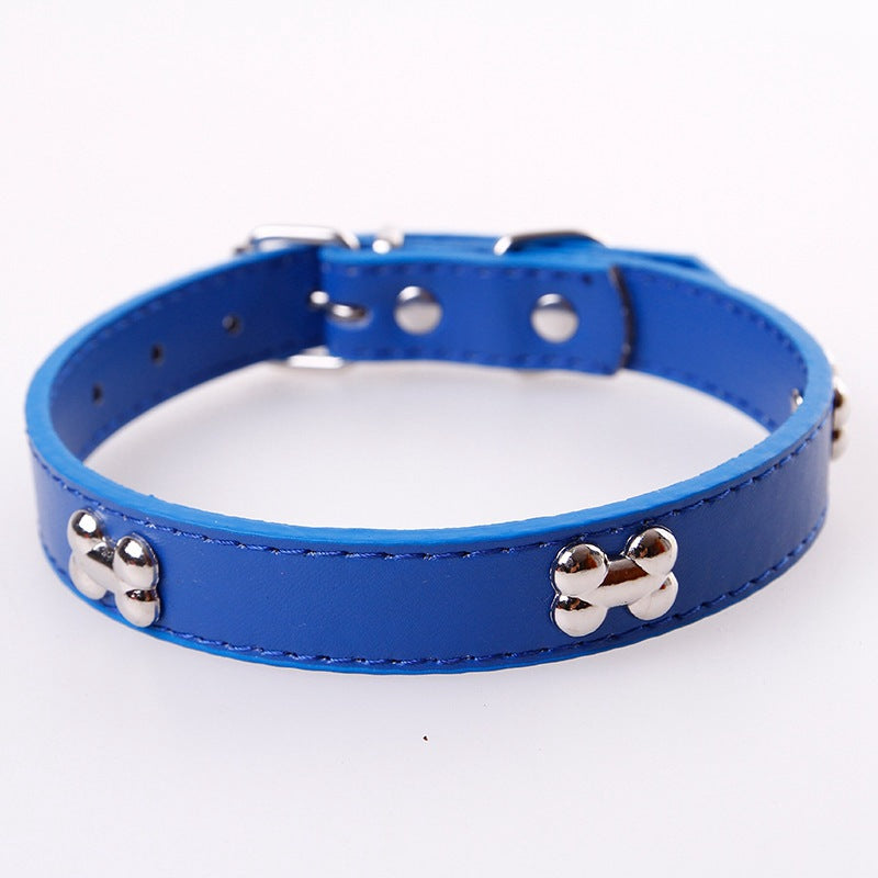 KFX-6282941 Adjustable PU Dog Collar in Blue, Red, Black, and Mixed Colors - Small, Medium, Large Sizes Available