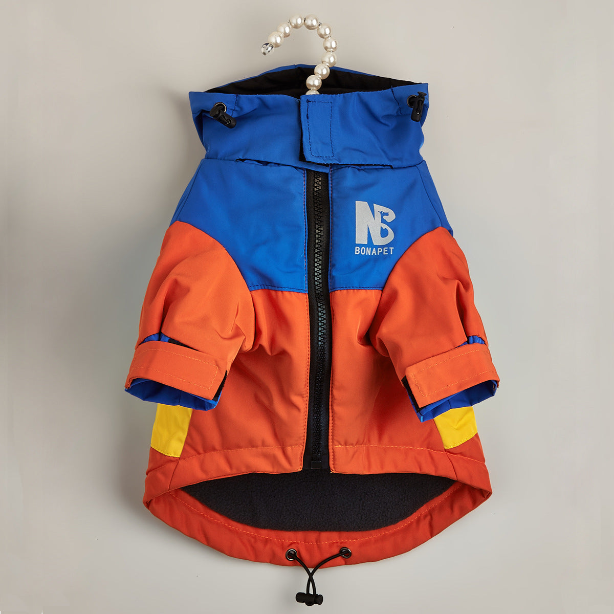 KFX-6283325 Waterproof Warm Dog Jacket for Autumn and Winter – Casual Pet Raincoat in Three-Color Stitching