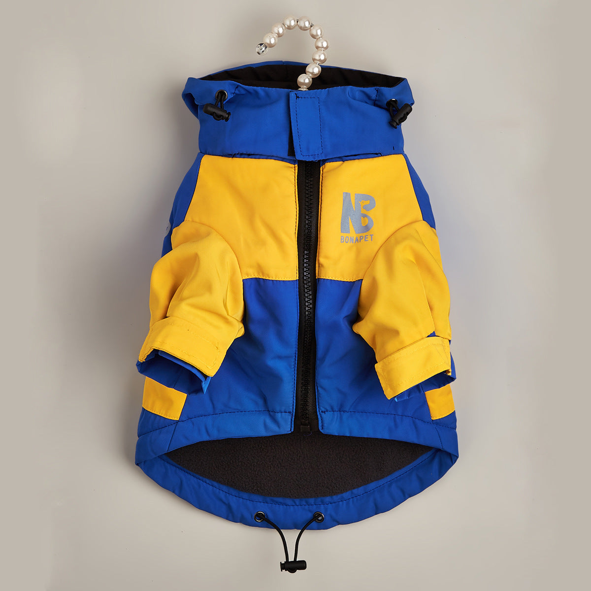 KFX-6283325 Waterproof Warm Dog Jacket for Autumn and Winter – Casual Pet Raincoat in Three-Color Stitching