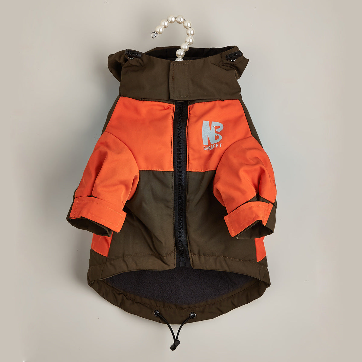 KFX-6283325 Waterproof Warm Dog Jacket for Autumn and Winter – Casual Pet Raincoat in Three-Color Stitching