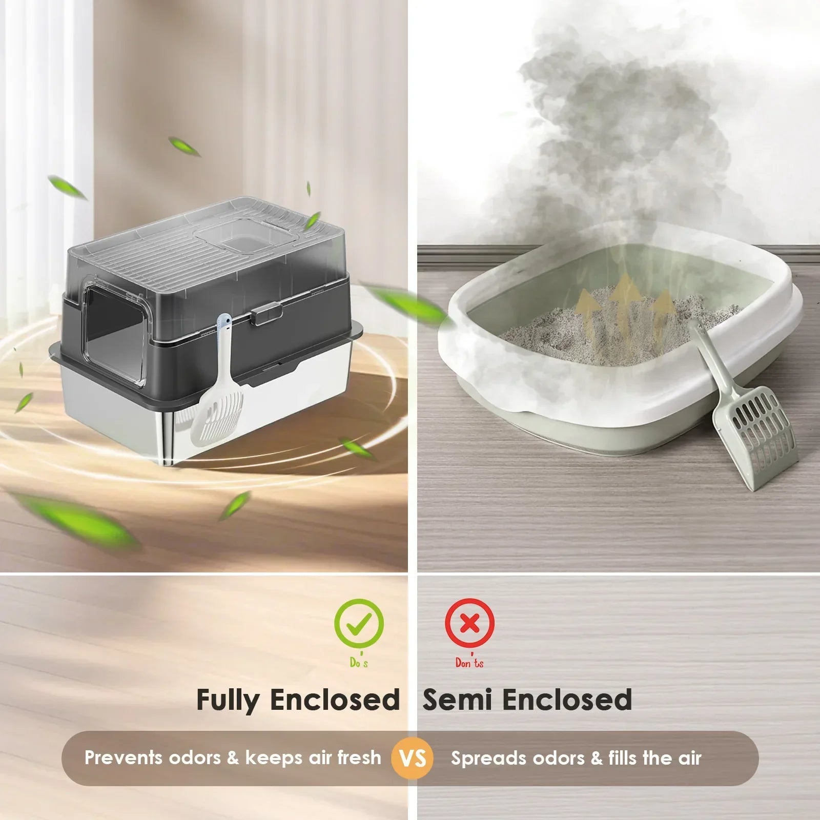 KFX-628435 Eco-Friendly 20L Stainless Steel Cat Litter Box – Easy to Clean and Foldable Design