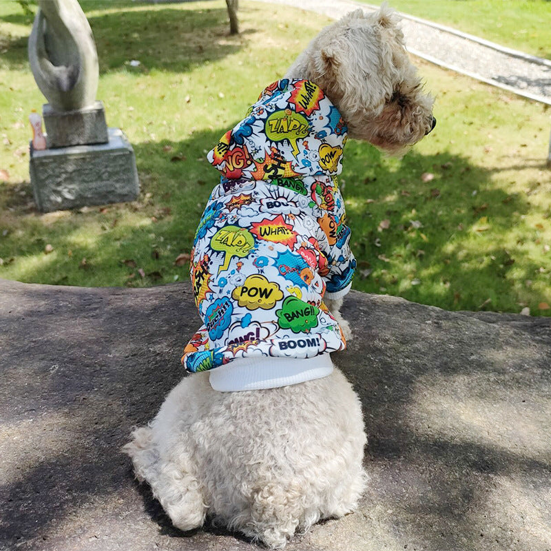 KFX-6285117 Casual Graffiti Print Pet Hoodie for Dogs in Multiple Sizes
