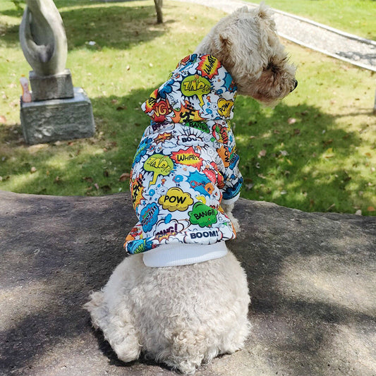 KFX-6285117 Casual Graffiti Print Pet Hoodie for Dogs in Multiple Sizes